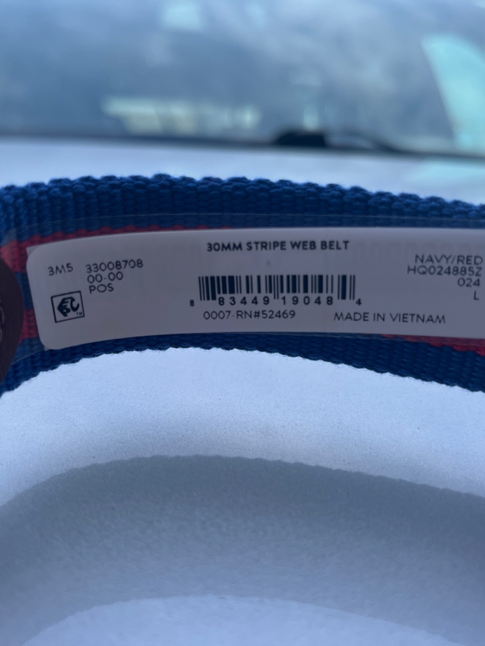 Navy and Red Kids 30mm Stripe Web Belt